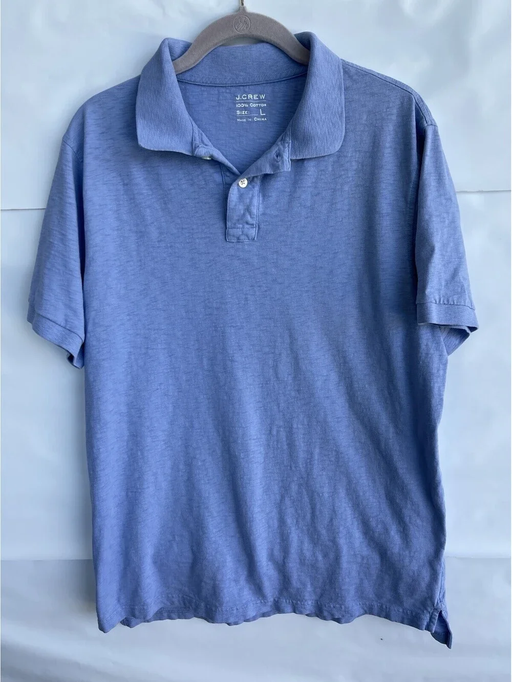 J. Crew Mens Golf Polo Shirt 100% Cotton Short Sleeve Slit Hem Purple Sz. Large.